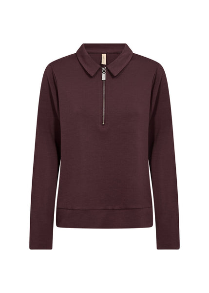 Soyaconcept 'Banu 316' Collared 1/4 Zip Sweater - Chocolate Plum