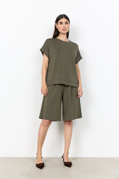 Soyaconcept 'Banu 245' Short Sleeve Side Slit Top - Grape Leaf