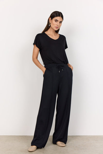 Soyaconcept 'Banu 265' Wide Leg Front Seam Pant - Black