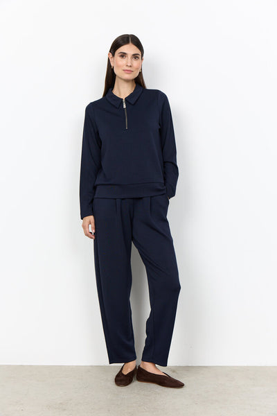Soyaconcept 'Banu 316' Collared 1/4 Zip Sweater - Navy