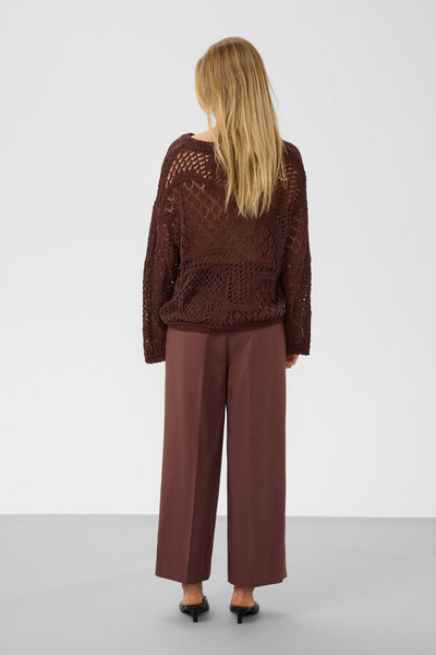 Soaked in Luxury 'Corrine' Cropped Wide Leg Trousers - Brown Stone