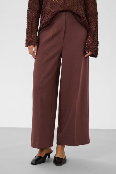 Soaked in Luxury 'Corrine' Cropped Wide Leg Trousers - Brown Stone