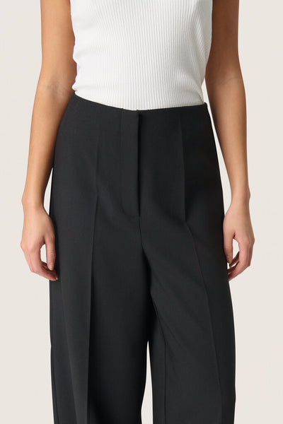 Soaked in Luxury 'Corrine' Cropped Wide Leg Trousers - Black