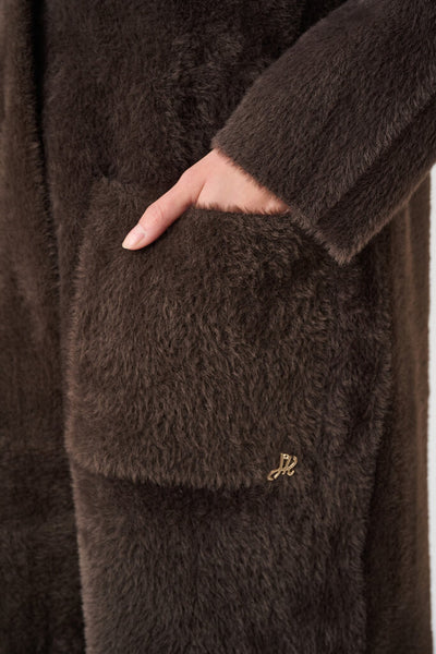 Joseph Ribkoff 263973 Feather Yarn Knit Coat with Faux Fur Collar