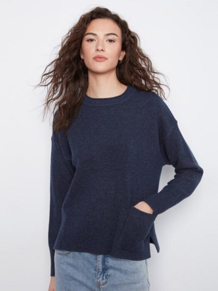 Charlie B Patch Pocket Crew Neck Sweater