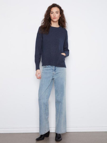 Charlie B Patch Pocket Crew Neck Sweater