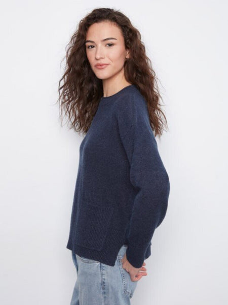 Charlie B Patch Pocket Crew Neck Sweater