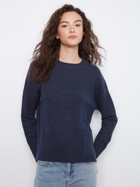 Charlie B Patch Pocket Crew Neck Sweater