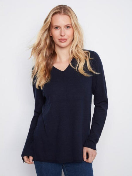 Charlie B V-Neck Sweater - Navy