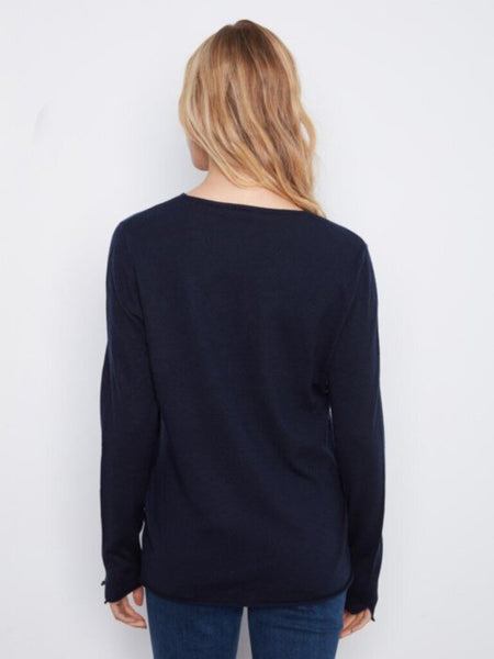 Charlie B V-Neck Sweater - Navy