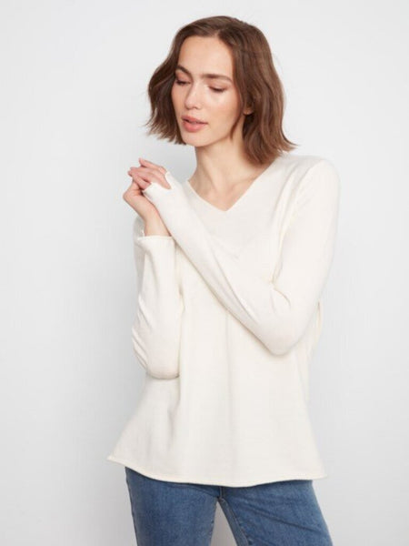 Charlie B V-Neck Sweater - Ecru