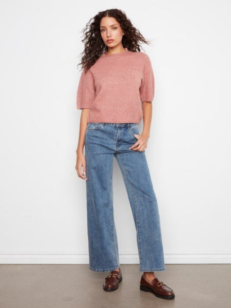 Charlie B Balloon Elbow Sleeve Sweater - Carnation