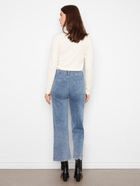 Charlie B Cropped Wide Leg Stretch Jeans