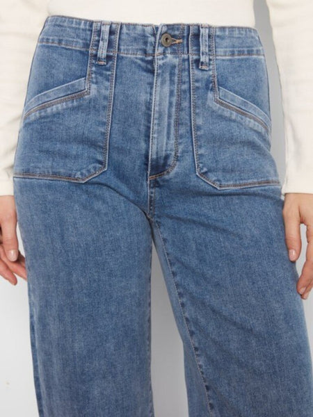 Charlie B Cropped Wide Leg Stretch Jeans