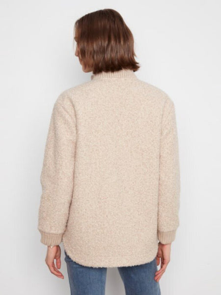 Charlie B Bouclé Zip Up Jacket - Almond
