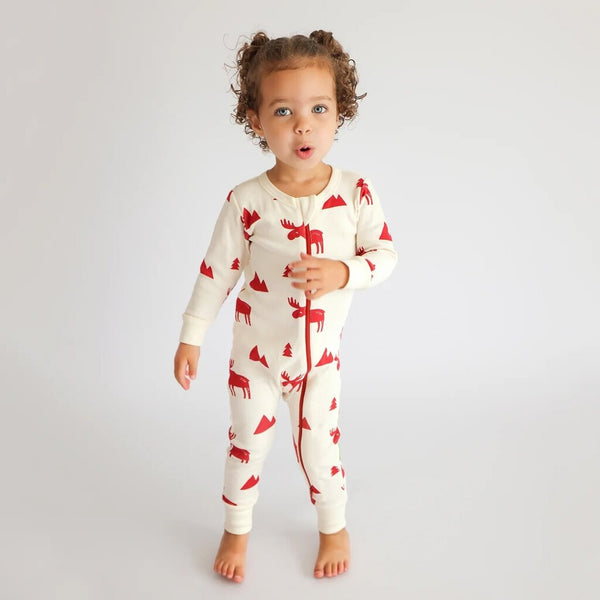 Parade Organics Cotton 2-Way Zip Romper - Red Moose