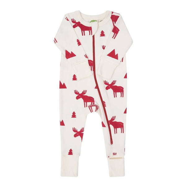 Parade Organics Cotton 2-Way Zip Romper - Red Moose