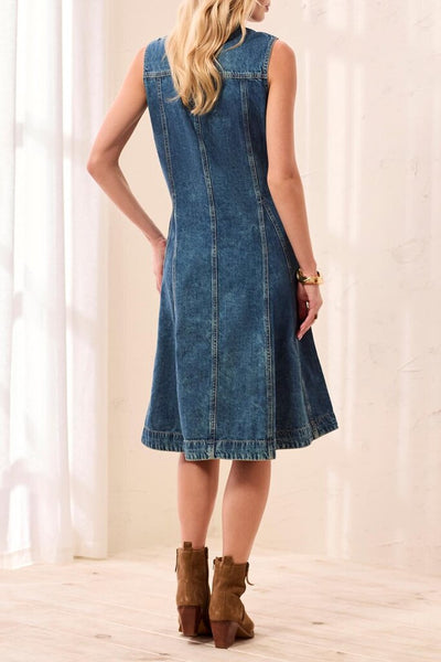 Tribal Flowy Button Front Denim Dress
