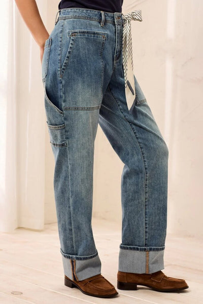 Tribal 'Audrey' Carpenter Jeans with Scarf