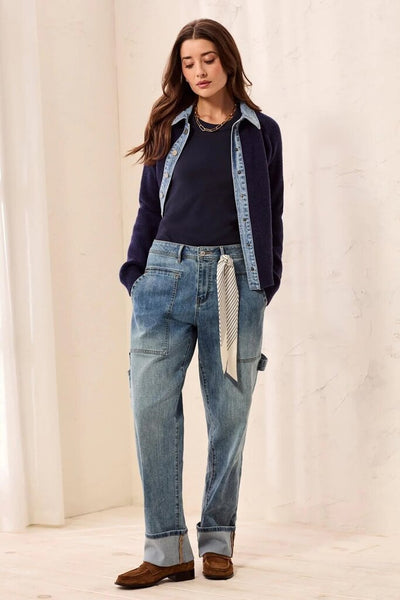 Tribal 'Audrey' Carpenter Jeans with Scarf