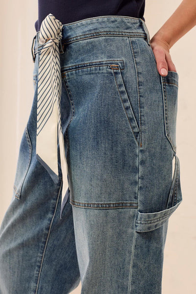 Tribal 'Audrey' Carpenter Jeans with Scarf