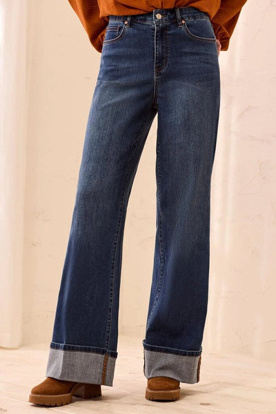Tribal 'Brooke' Cuffed Palazzo Jeans - Dusk