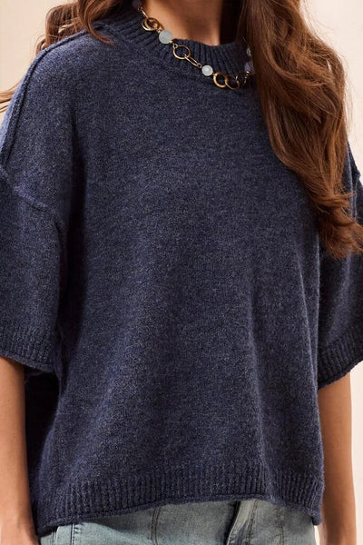 Tribal Drop Shoulder Elbow Sleeve Sweater - Nightfall