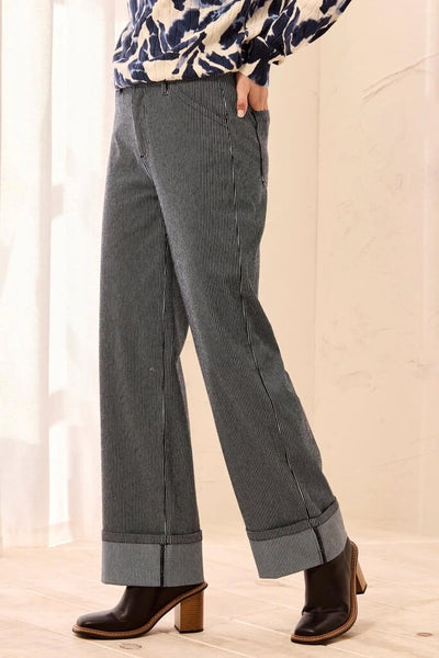 Tribal Striped Wide Leg Cuffed Pants