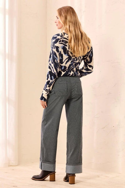 Tribal Striped Wide Leg Cuffed Pants