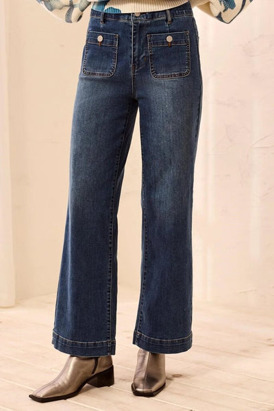 Tribal 'Sophia' Curvy Straight Patch Pocket Jeans - Dusk