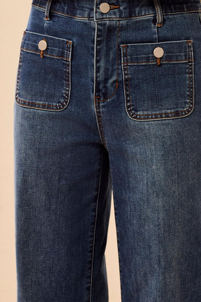 Tribal 'Sophia' Curvy Straight Patch Pocket Jeans - Dusk