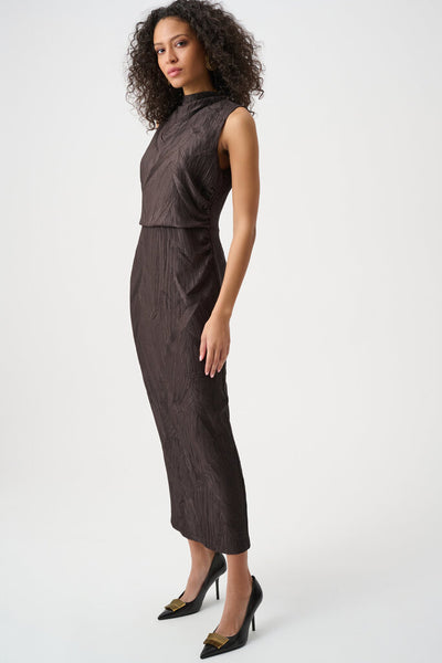 Joseph Ribkoff 263147 Pleated Satin Midi Dress