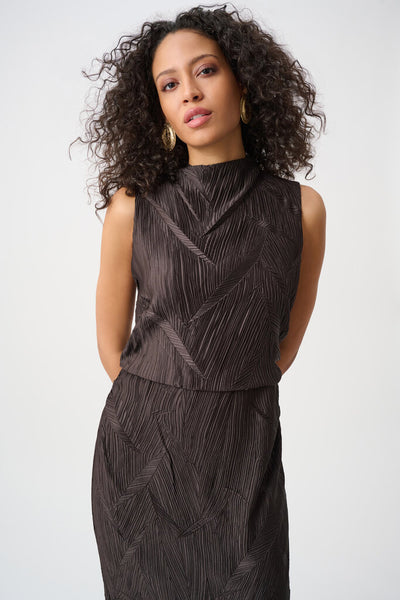 Joseph Ribkoff 263147 Pleated Satin Midi Dress