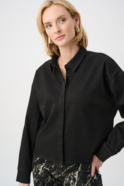 Joseph Ribkoff 263965 Denim Blouse with Rhinestones