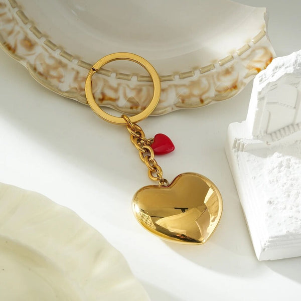 Hackney Nine 'Akamai' Golden Heart Charm Key Ring