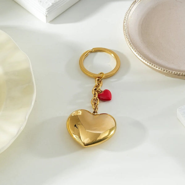 Hackney Nine 'Akamai' Golden Heart Charm Key Ring