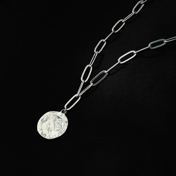 Hackney Nine 'Bilbao' Roman Coin Pendant Necklace - Silver