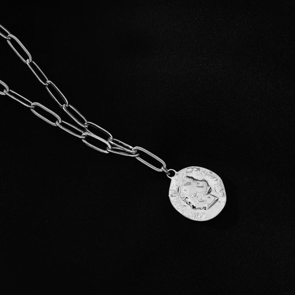 Hackney Nine 'Bilbao' Roman Coin Pendant Necklace - Silver
