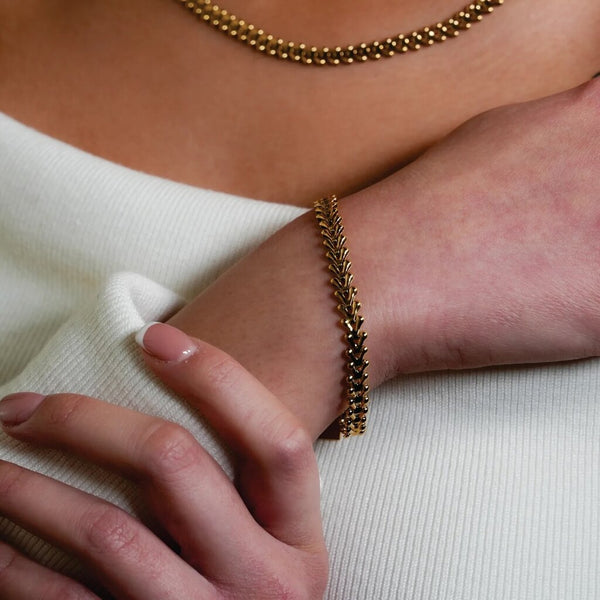 Hackney Nine 'Blyth' Vintage-Inspired Linked Abstract Crest Bracelet