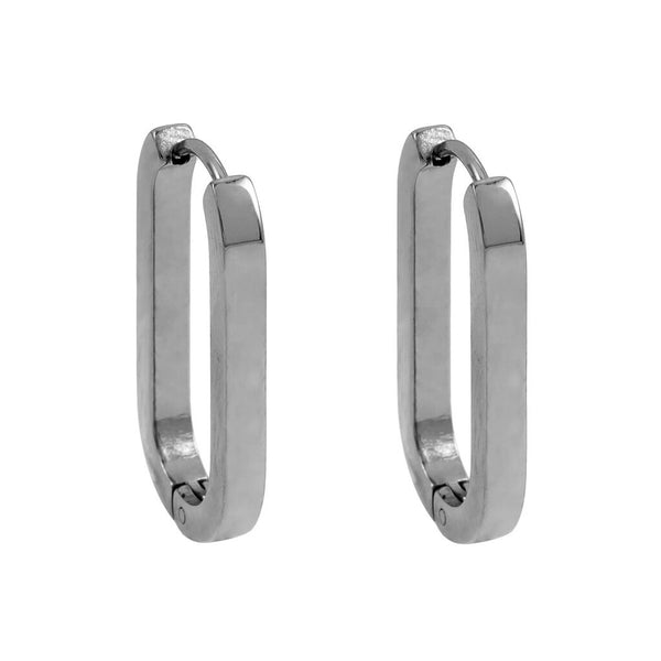 Hackney Nine 'Chanda' Rounded Corner Rectangular Hoops - Silver