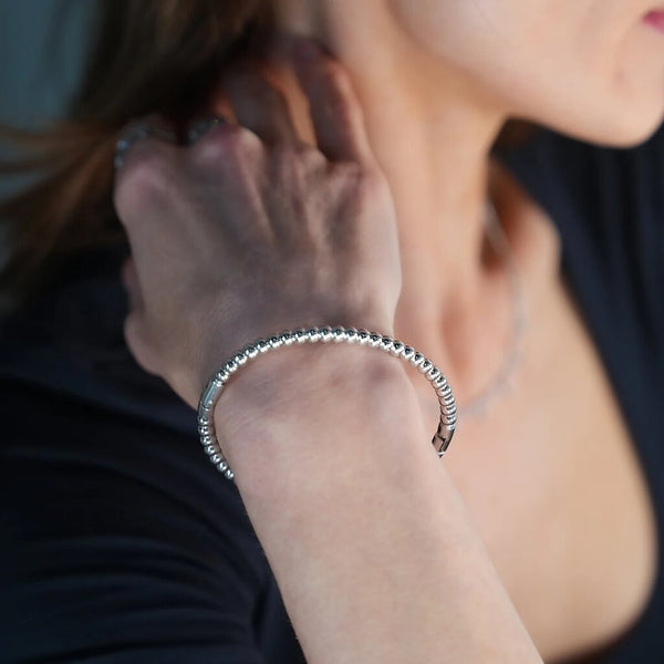 Hackney Nine 'Hanxi' Classic Ball-Bead Bracelet - Silver