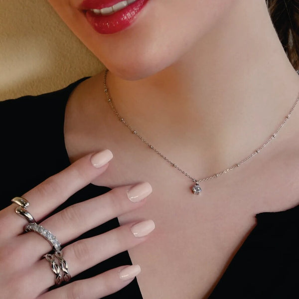 Hackney Nine 'Kadiri' Solitaire Zirconia Necklace - Silver
