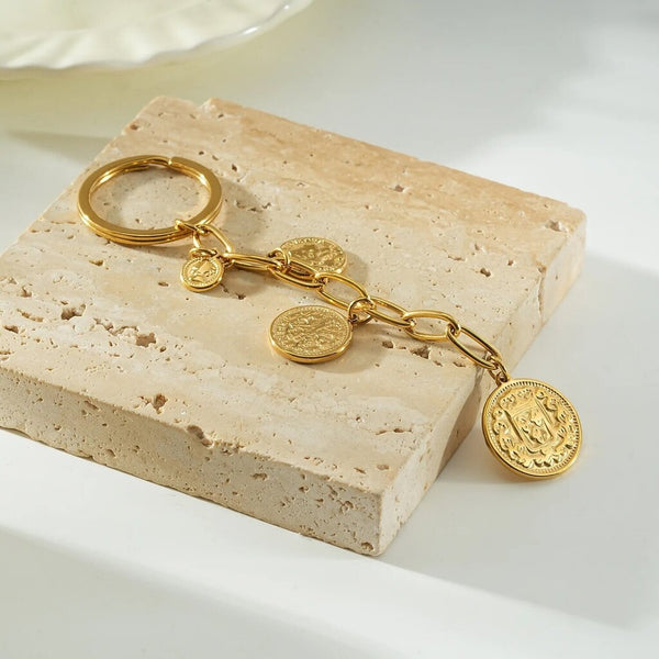 Hackney Nine 'Nyris' Coin Charms on Paperclip Chain Key Ring