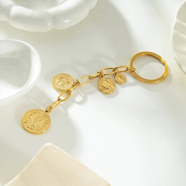 Hackney Nine 'Nyris' Coin Charms on Paperclip Chain Key Ring