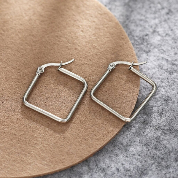 Hackney Nine 'Reilynn' Square Shaped Hoops - Silver