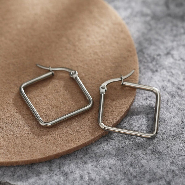 Hackney Nine 'Reilynn' Square Shaped Hoops - Silver