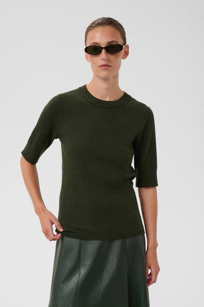 Soaked in Luxury 'Spina' Knit Pullover Tee - Rosin