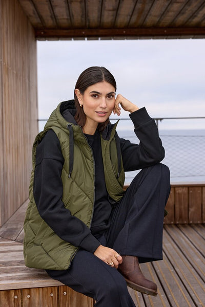 Soyaconcept 'Nina 33' Hooded Puffer Vest - Forest Night