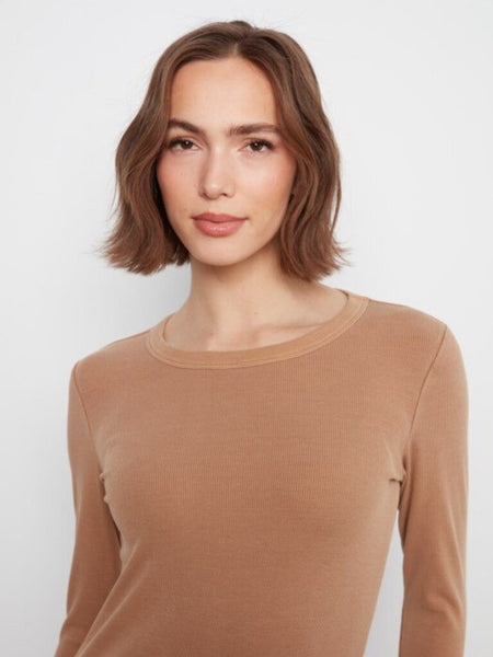 Charlie B Ribbed Long Sleeve Top - Truffle