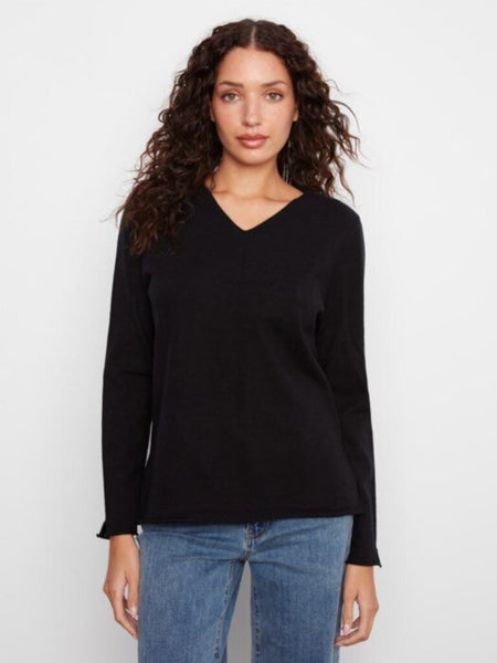 Charlie B V-Neck Sweater - Black
